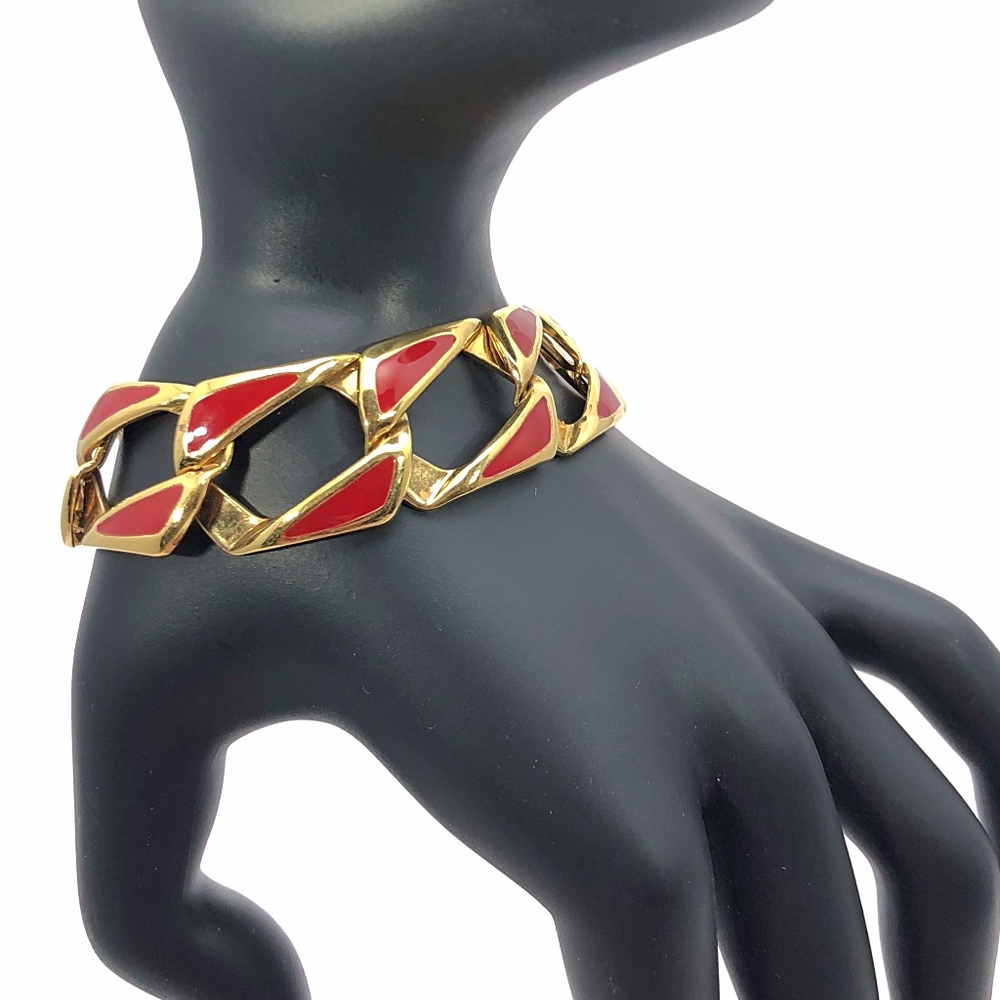 Vintage Napier Red and Gold Chain Link Bracelet